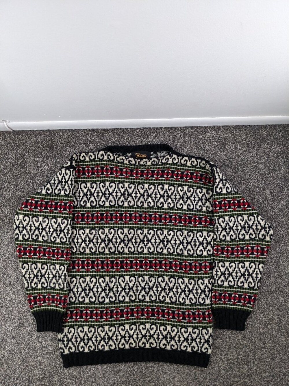 Vintage Figgio Norwegian Sweater Wool Nordic Fair Isle Ski Womens 50 (US XL)